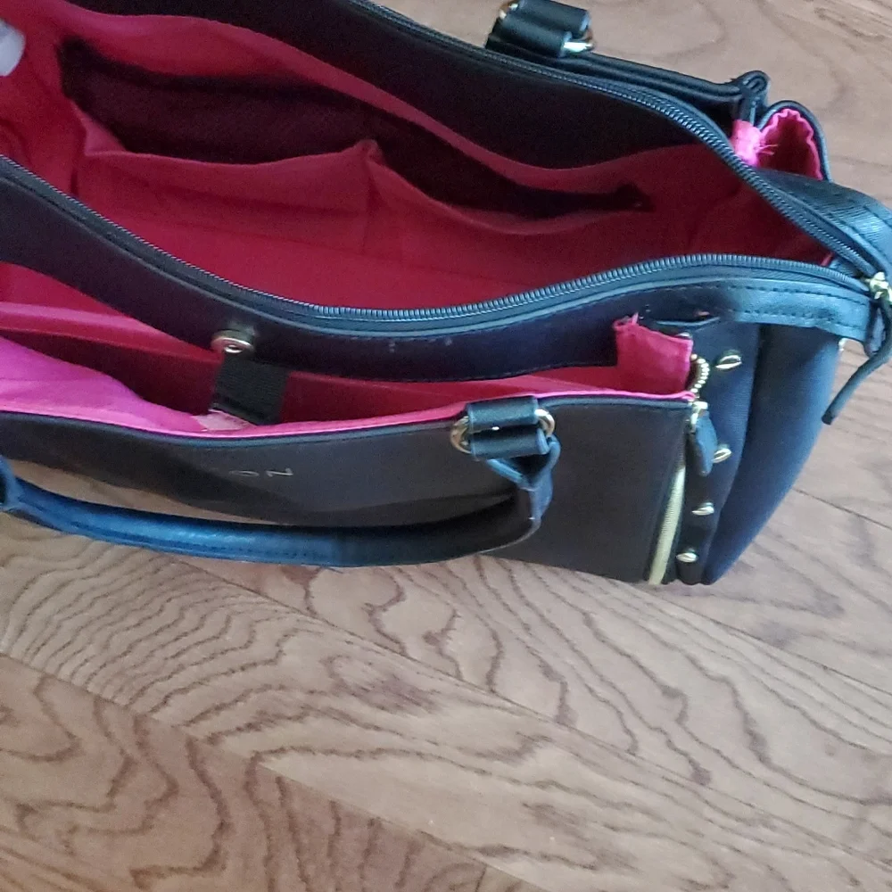 Avon Representative Consultant Black Tote-Pink Trim & Gold Accents 17 x 14